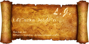 Lászka Jolán névjegykártya
